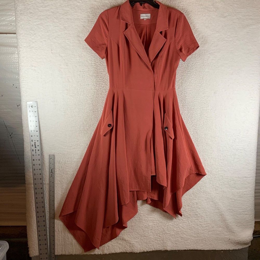 Chriselle J.O.A. Women's Short Sleeve Coral Asymmetrical‎ Trench Dress Size S
